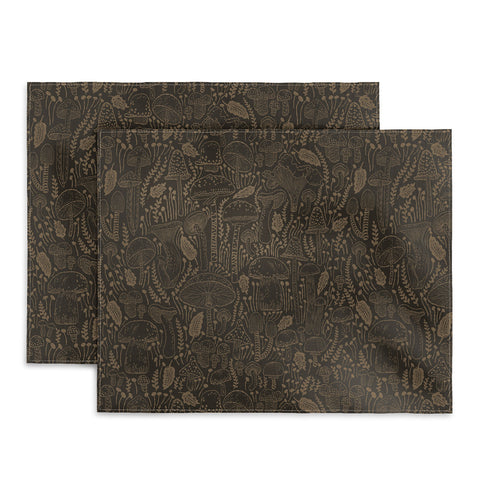 Iveta Abolina Mushrooms Dark Brown Placemat