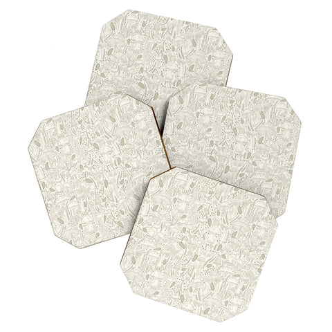 Iveta Abolina Mushrooms Sage Coaster Set