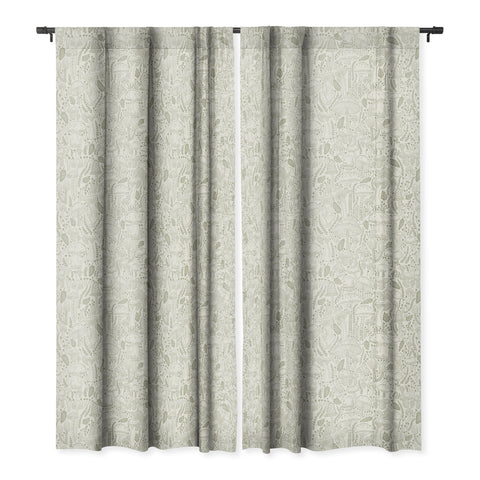 Iveta Abolina Mushrooms Sage Blackout Window Curtain