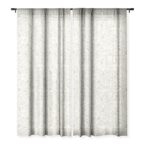 Iveta Abolina Mushrooms Sage Sheer Window Curtain