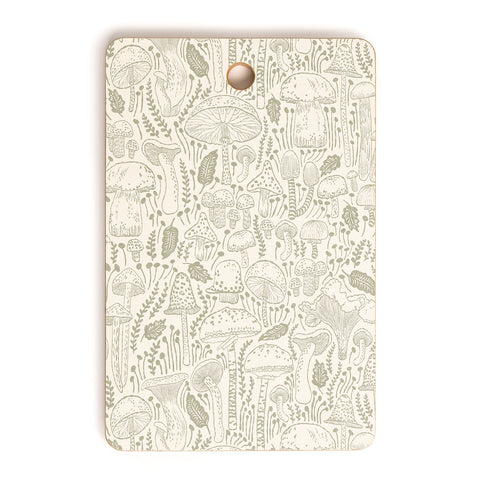 Iveta Abolina Mushrooms Sage Cutting Board Rectangle