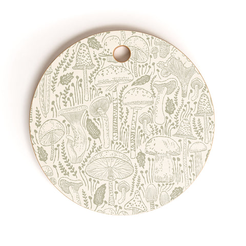 Iveta Abolina Mushrooms Sage Cutting Board Round