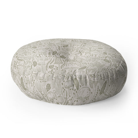 Iveta Abolina Mushrooms Sage Floor Pillow Round