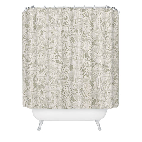 Iveta Abolina Mushrooms Sage Shower Curtain