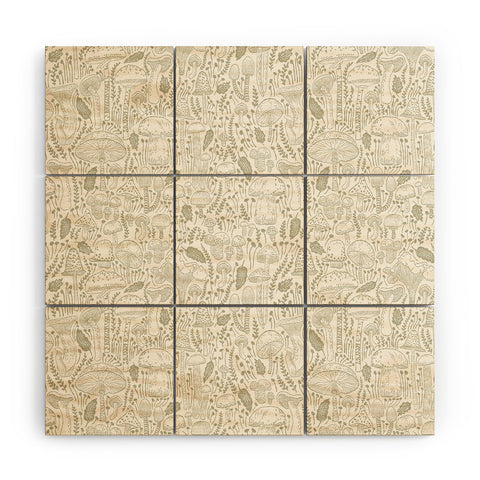 Iveta Abolina Mushrooms Sage Wood Wall Mural