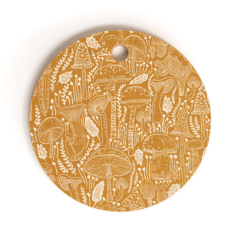 Iveta Abolina Mushrooms Tawny Cutting Board Round