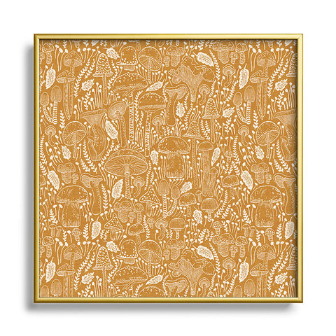 Iveta Abolina Mushrooms Tawny Square Metal Framed Art Print