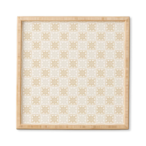 Iveta Abolina Neutral Crochet Checker Framed Wall Art