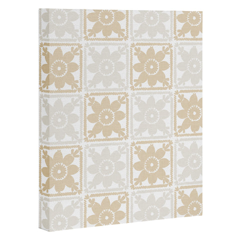 Iveta Abolina Neutral Crochet Checker Art Canvas