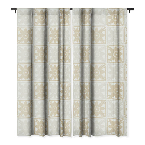 Iveta Abolina Neutral Crochet Checker Blackout Window Curtain