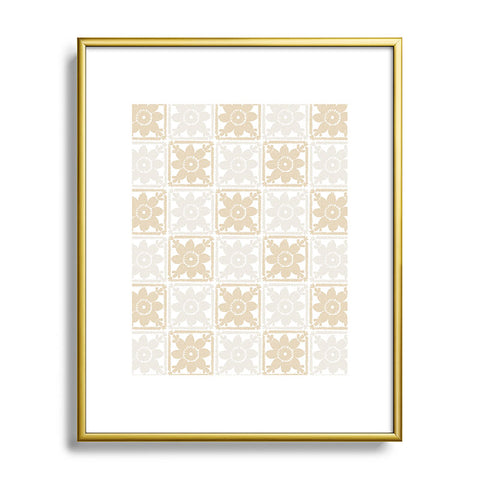 Iveta Abolina Neutral Crochet Checker Metal Framed Art Print