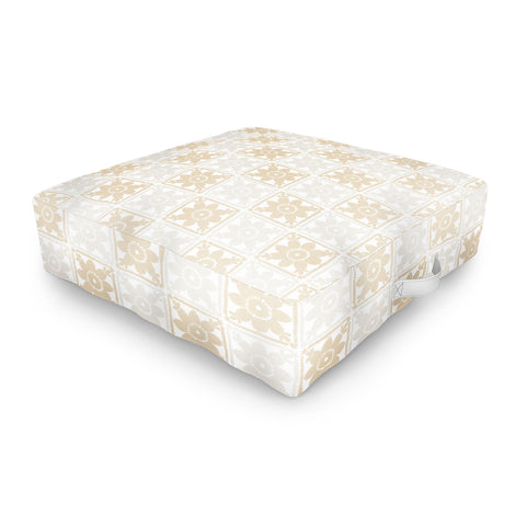 Iveta Abolina Neutral Crochet Checker Outdoor Floor Cushion