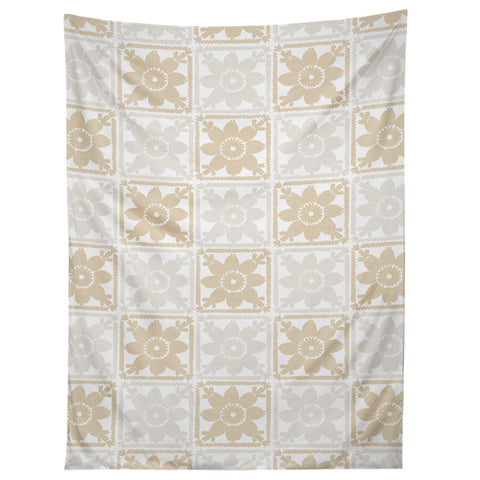 Iveta Abolina Neutral Crochet Checker Tapestry