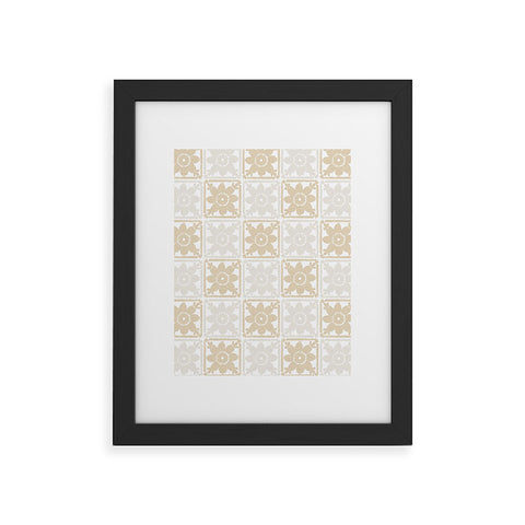 Iveta Abolina Neutral Crochet Checker Framed Art Print