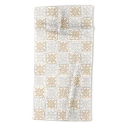 Iveta Abolina Neutral Crochet Checker Beach Towel