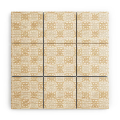 Iveta Abolina Neutral Crochet Checker Wood Wall Mural