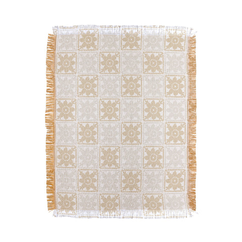 Iveta Abolina Neutral Crochet Checker Throw Blanket