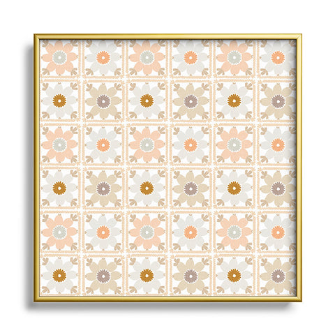 Iveta Abolina Neutral Crochet Square Metal Framed Art Print