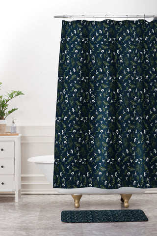 Iveta Abolina Nordic Olive Blue Shower Curtain And Mat