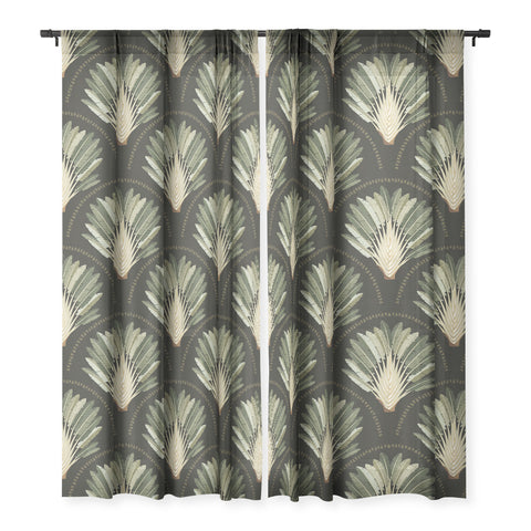 Iveta Abolina Palm Deep Green Sheer Window Curtain