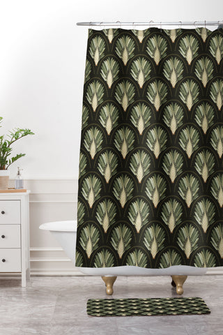 Iveta Abolina Palm Deep Green Shower Curtain And Mat