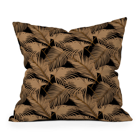 Iveta Abolina Palm Leaves Black Outdoor Throw Pillow