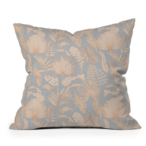 Iveta Abolina Palm Leaves Blue Outdoor Throw Pillow