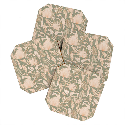 Iveta Abolina Palm Leaves Sage Coaster Set