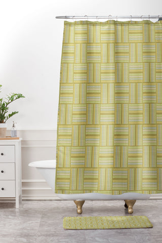 Iveta Abolina Pastel Check Green Shower Curtain And Mat