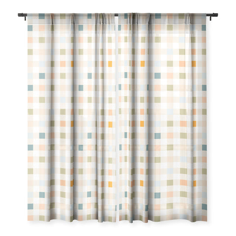 Iveta Abolina Pastel Checker Sheer Window Curtain