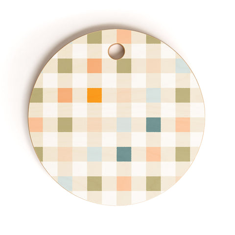 Iveta Abolina Pastel Checker Cutting Board Round