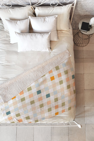 Iveta Abolina Pastel Checker Fleece Throw Blanket