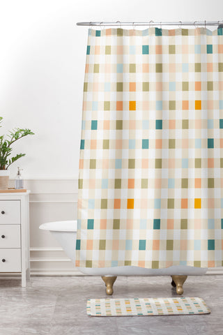 Iveta Abolina Pastel Checker Shower Curtain And Mat