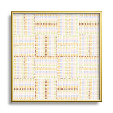 Iveta Abolina Pastel Stripes Check Square Metal Framed Art Print