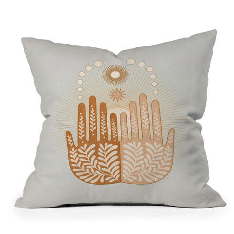 Iveta Abolina Peace Sun Hands Outdoor Throw Pillow
