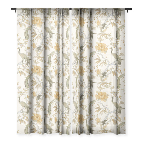 Iveta Abolina Peacock Garden on Cream Sheer Non Repeat