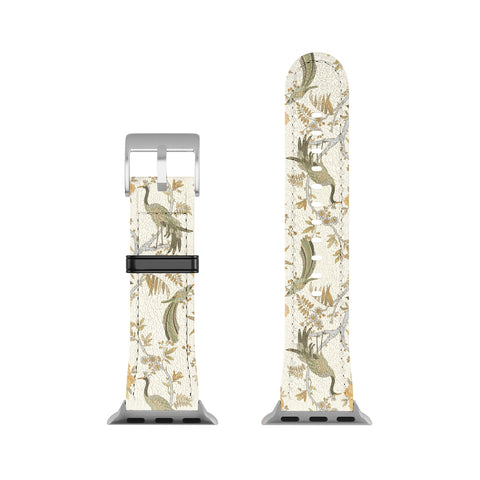 Iveta Abolina Peacock Garden on Cream Apple Watch Band