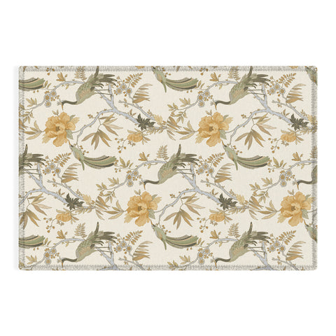 Iveta Abolina Peacock Garden on Cream Outdoor Rug