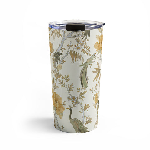 Iveta Abolina Peacock Garden on Cream Travel Mug
