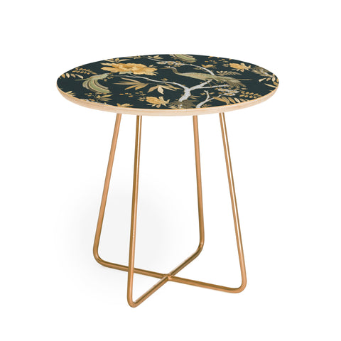 Iveta Abolina Peacock Garden on Teal Round Side Table