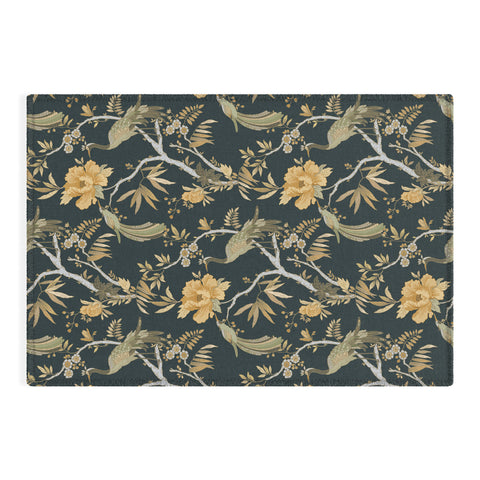 Iveta Abolina Peacock Garden on Teal Outdoor Rug