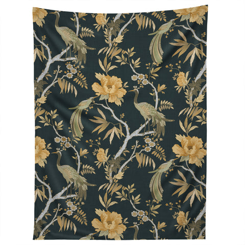 Iveta Abolina Peacock Garden on Teal Tapestry