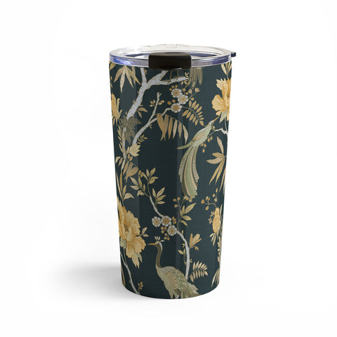 Iveta Abolina Peacock Garden on Teal Travel Mug