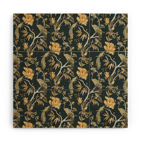 Iveta Abolina Peacock Garden on Teal Wood Wall Mural