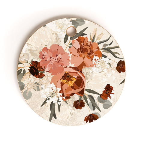 Iveta Abolina Peonies Cream Cutting Board Round