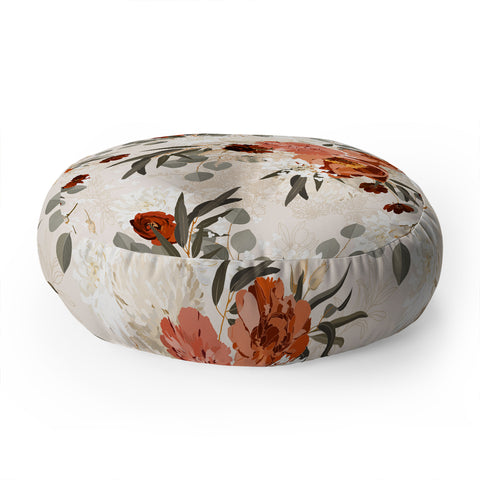 Iveta Abolina Peonies Cream Floor Pillow Round