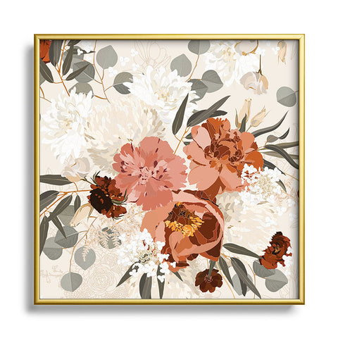 Iveta Abolina Peonies Cream Square Metal Framed Art Print