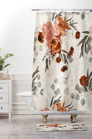 Iveta Abolina Peonies Cream Shower Curtain And Mat