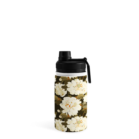 Iveta Abolina Peonies Dark Green Water Bottle