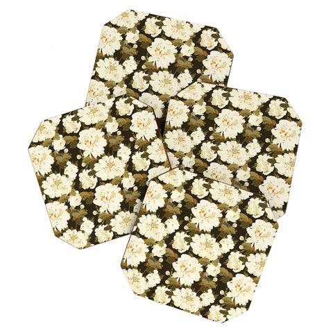 Iveta Abolina Peonies Dark Green Coaster Set